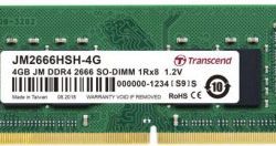 Transcend 4GB DDR4 2666Mhz SO-DIMM 1Rx8 512Mx8 CL19 1.2V RAM