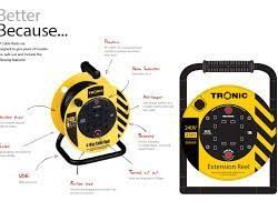 Tronic Extension Reel 50 Meter With 2.5mm 3 Core Cable