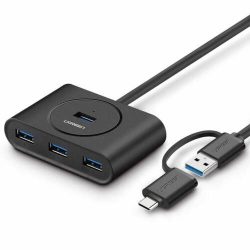 UGREEN 4-Port USB 3.0 Hub with USB-C & USB-A 2-in-1 interface 1M Black – CR113 – UG-40850