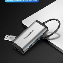 Vention USB 30 to USB30 3 PORTS + Gigabit Ethernet Aluminum Alloy Docking Station CKBHB