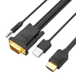 Vention Hdmi To Vga Cable With Audio Output And USB Power Supply 1.5m Black - ABIBG