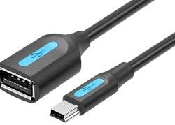 Vention USB 2.0 Mini-B Male to A Female OTG Cable 0.15M Black PVC Type, CCTBB