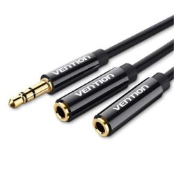 Vention 3.5mm Male to 2*3.5mm Female Stereo Splitter Cable 0.3M Black ABS-BBSBY