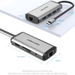 Vention Multi-function Type-C 9 in 1 to HDMI/USB3.0-THAHB