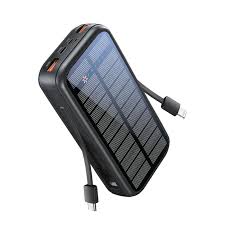 Promate 20000mAh Solar Power Bank with 20W Power Delivery, 3 USB-A Ports, 10 wireless charging and LED flash