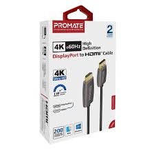 Promate 4K@60Hz DisplayPort to HDMI Cable, 2M cable length